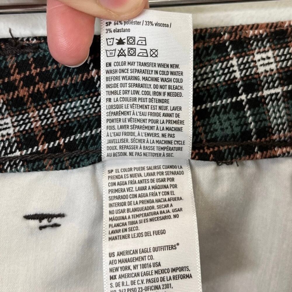 American Eagle Women's Super Hi-Rise Skinny Trouser Pants 2 Tartan Plaid Green - Picture 11 of 12